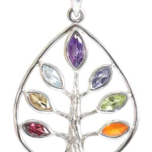 Pendentif Pierres des Chakras Argent 925 Arbre