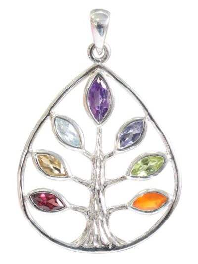 Pendentif Pierres des Chakras Argent 925 Arbre