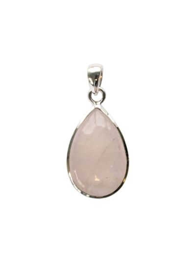 Pendentif Quartz Rose Argent 925 Forme goutte Grand modèle