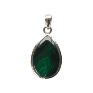 Pendentif Malachite Argent 925 Forme goutte Grand modèle