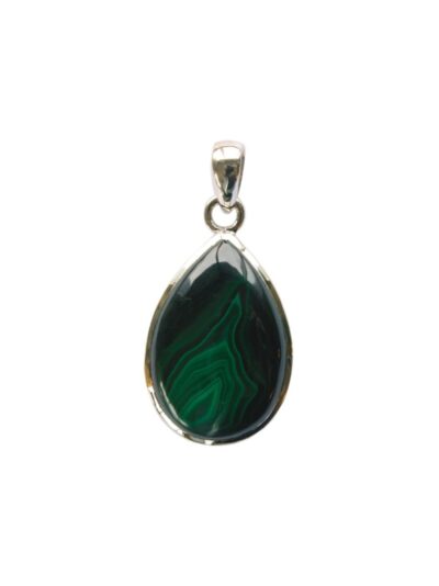 Pendentif Malachite Argent 925 Forme goutte Grand modèle